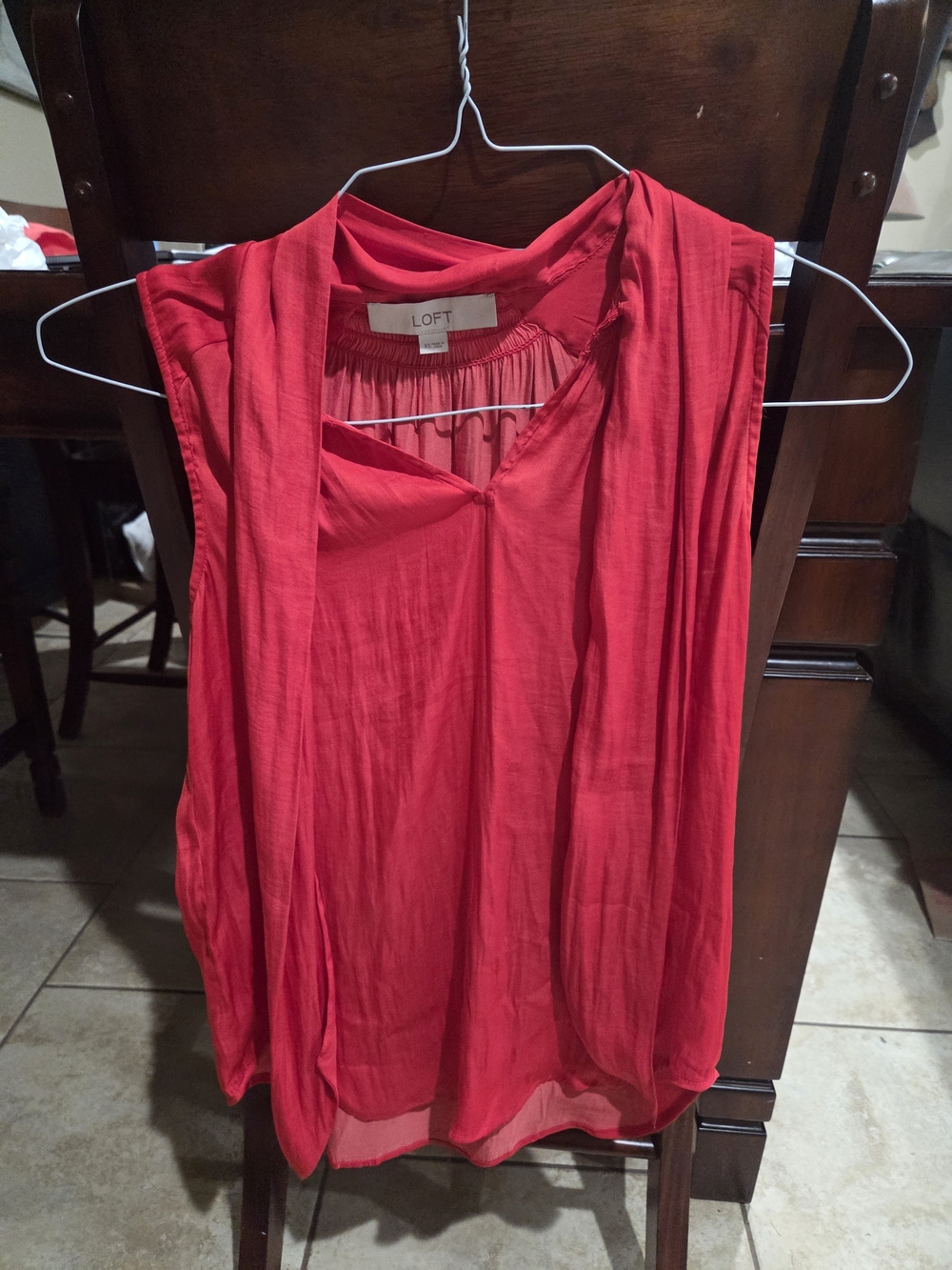 LOFT Bright Red Sleeveless V-Neck Blouse